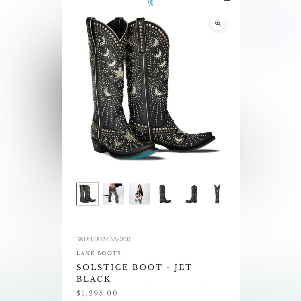 LANE BOOTS SOLSTICE BOOT - JET BLACK New in Box 8.5b